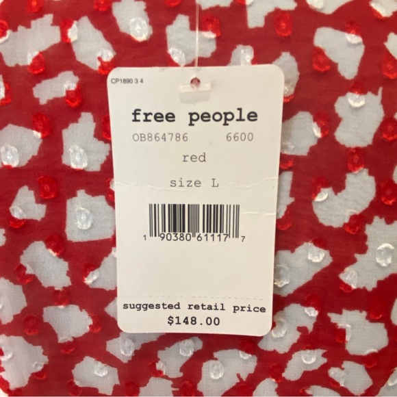 🆕 Free People Wrap Dress Sz L (Red and White) - Picture 5 of 10